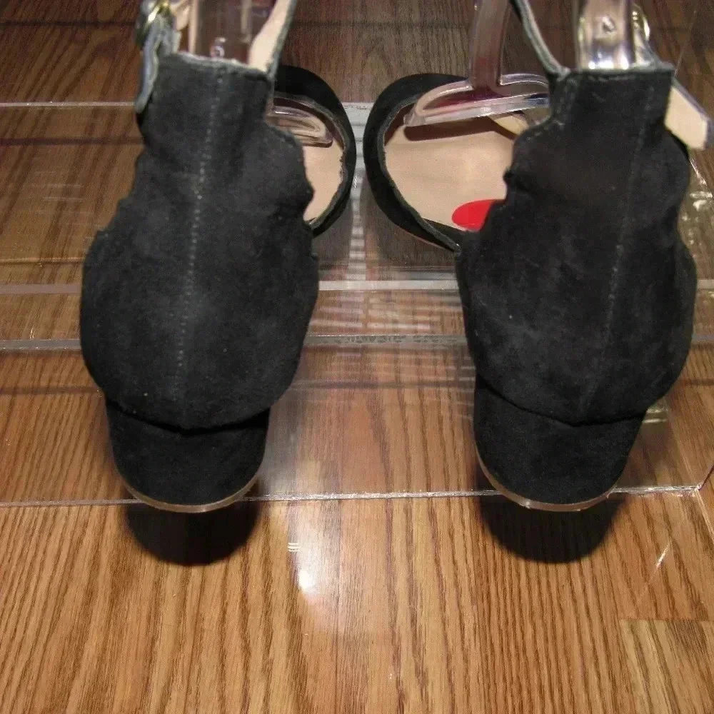 Kensie Andreia Black Scalloped Suede Ankle Shoes 6
